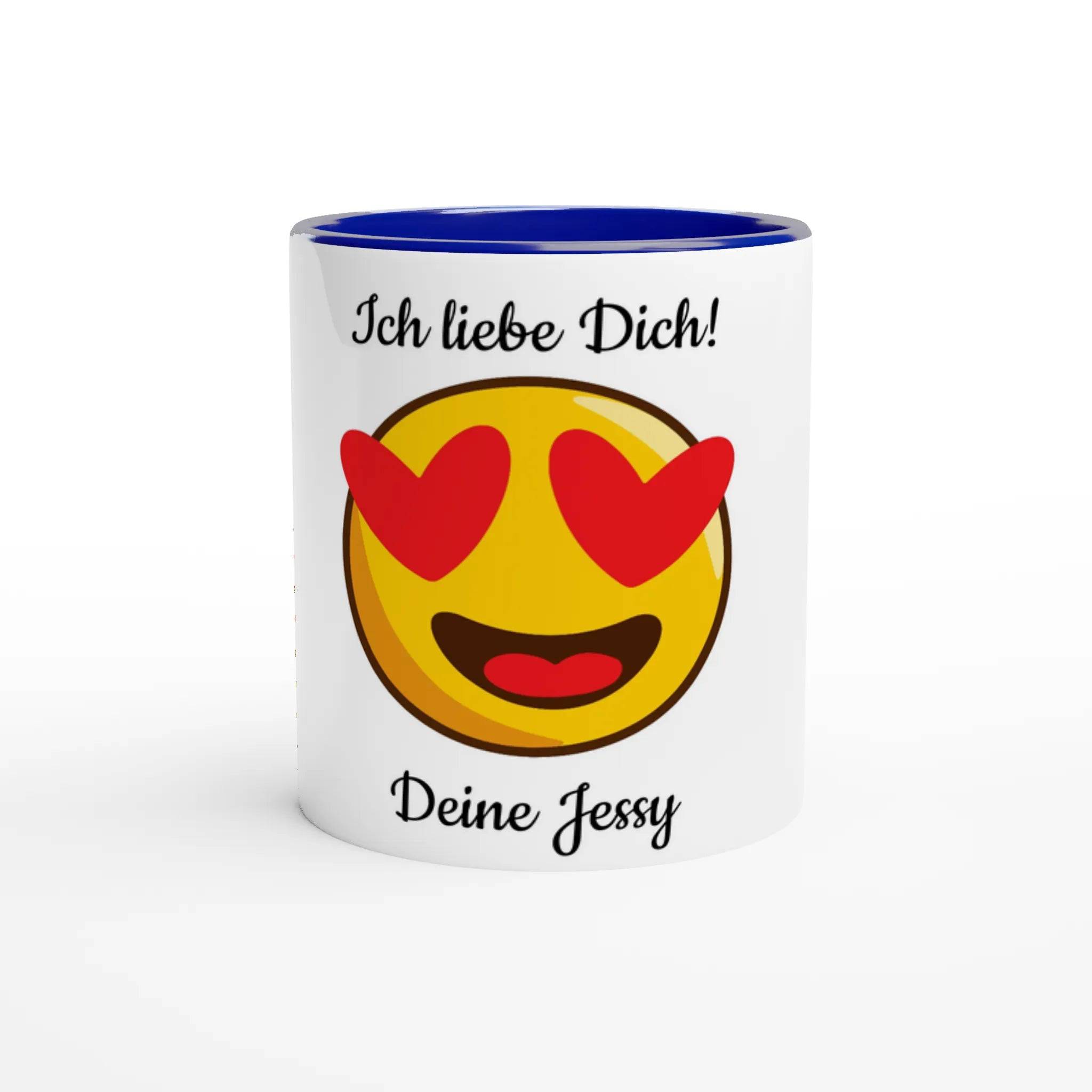 Mit 3D-Vorschau: Love Emoticon Herz • personalisierbar • zweifarbige Tasse • spülmaschinengeeignet