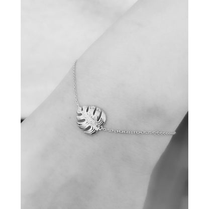 Monstera Blatt Armband - 925 Sterling Silber Exotisch Pflanzen Schmuck - ARM925-34