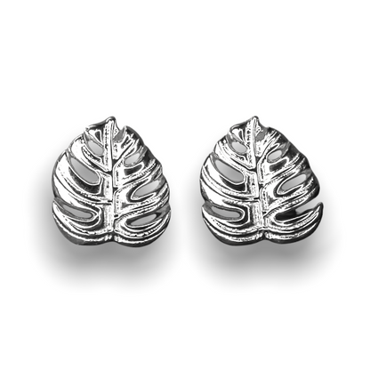 Monstera Blätter Ohrstecker - 925 Sterling Silber - Exotische Blätter Schmuck - OHR925-45