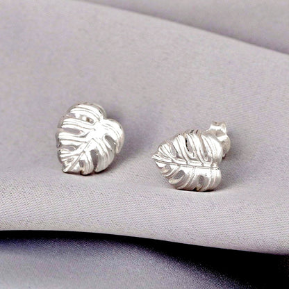 Monstera Blätter Ohrstecker - 925 Sterling Silber - Exotische Blätter Schmuck - OHR925-45