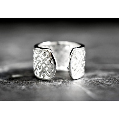 Ornamentaler 925 Sterling Silber Ring im Orient Stil - Größenverstellbarer Statement Ring - RG925-15