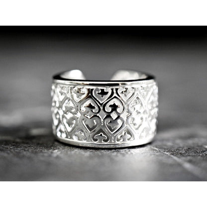 Ornamentaler 925 Sterling Silber Ring im Orient Stil - Größenverstellbarer Statement Ring - RG925-15