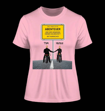 Ortsschild-Designer mit Motorrad-Couple • Ladies Premium T-Shirt XS-2XL aus Bio-Baumwolle für Damen