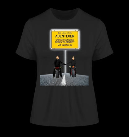 Ortsschild-Designer mit Motorrad-Couple • Ladies Premium T-Shirt XS-2XL aus Bio-Baumwolle für Damen