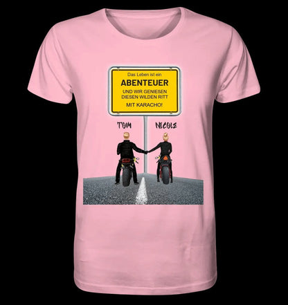 Ortsschild-Designer mit Motorrad-Couple • Unisex Premium T-Shirt XS-5XL aus Bio-Baumwolle für Damen & Herren