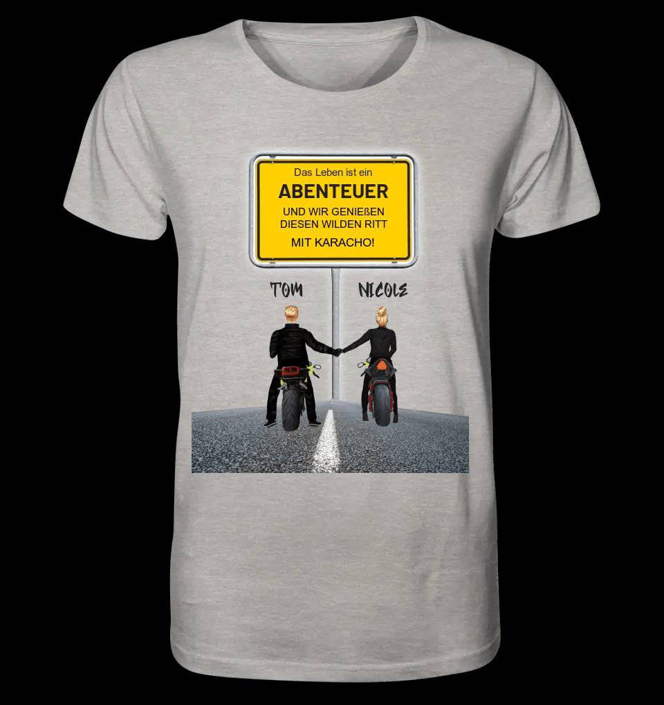 Ortsschild-Designer mit Motorrad-Couple • Unisex Premium T-Shirt XS-5XL aus Bio-Baumwolle für Damen & Herren