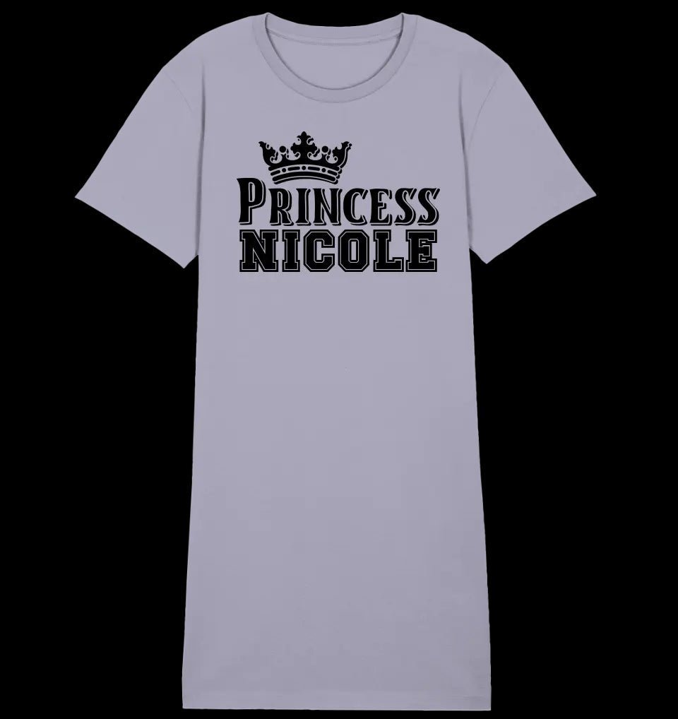 PRINCESS + WUNSCHNAME • 4 Versionen • Ladies Premium T-Shirt Kleid aus Bio-Baumwolle S-2XL • Exklusivdesign • personalisiert