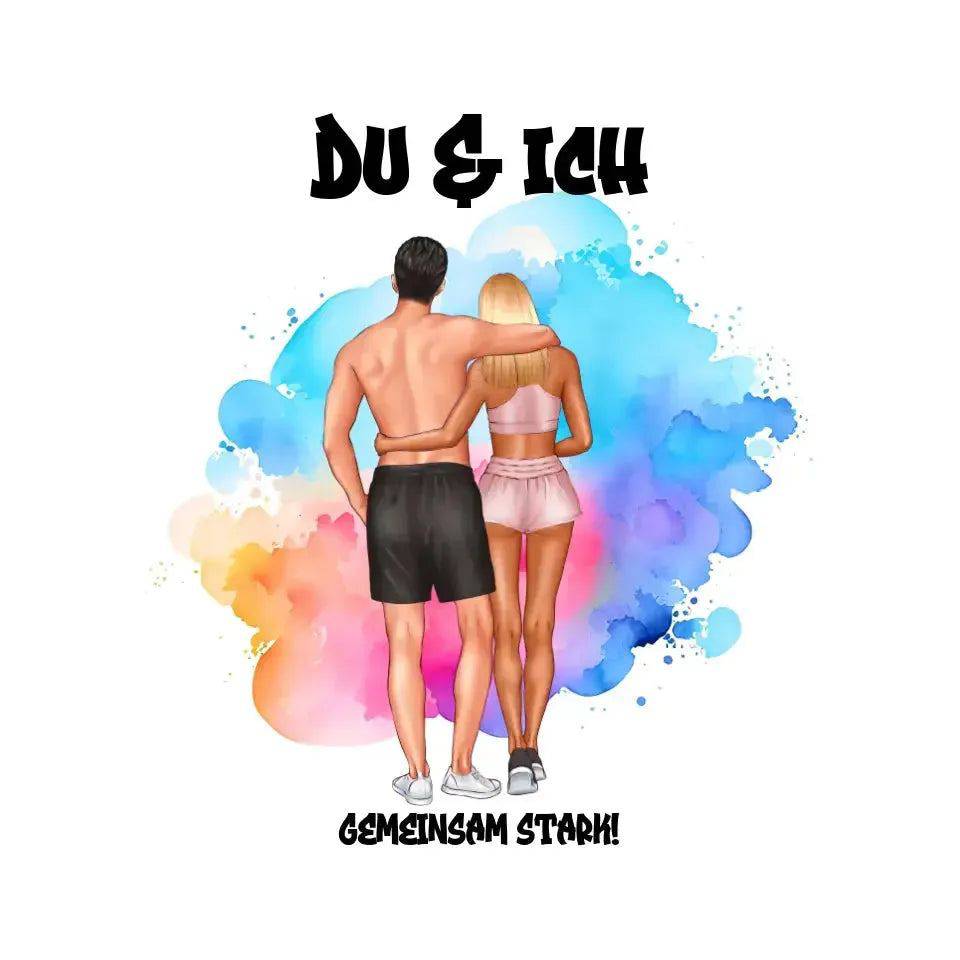 Paar Designer Fitness Couple, personalisierbar: STICKER 20x20 cm Aufkleber