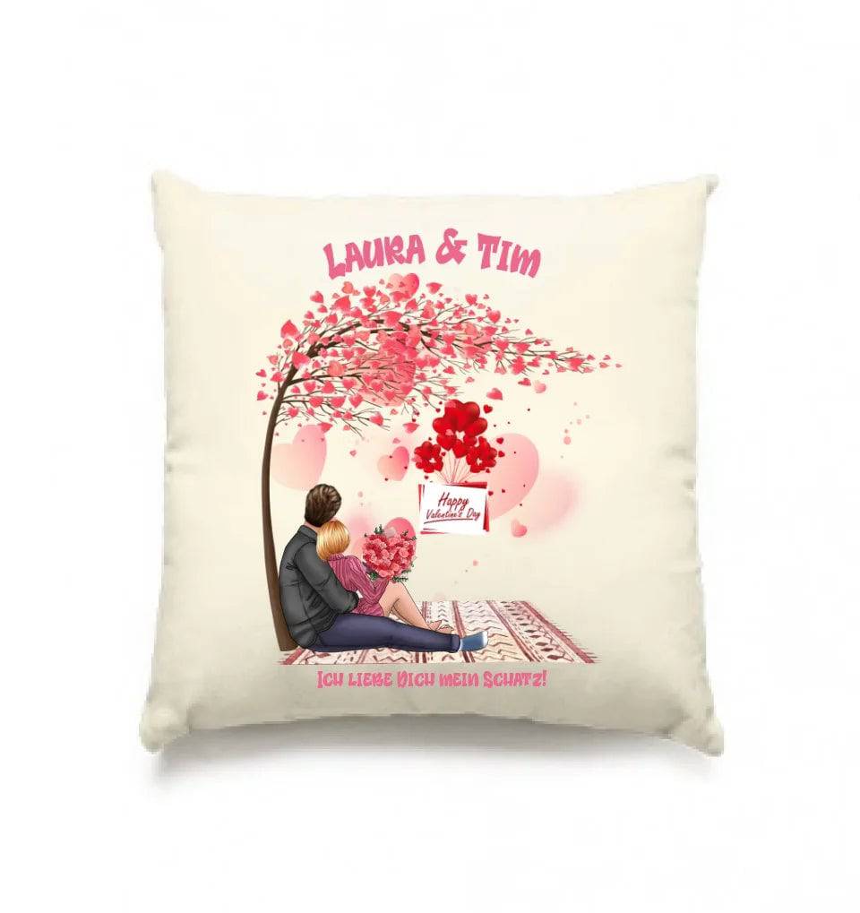 Paar Designer Valentinstag Picknick: Kissen 40x40 cm - personalisierbar