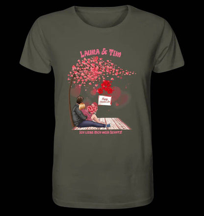 Paar Designer Valentinstag Picknick personalisierbar - Unisex Premium T-Shirt XS-5XL aus Bio-Baumwolle für Damen & Herren