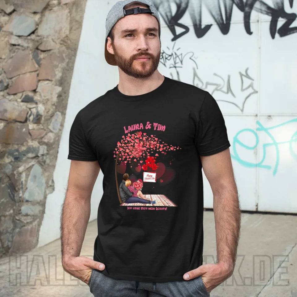 Paar Designer Valentinstag Picknick personalisierbar - Unisex Premium T-Shirt XS-5XL aus Bio-Baumwolle für Damen & Herren