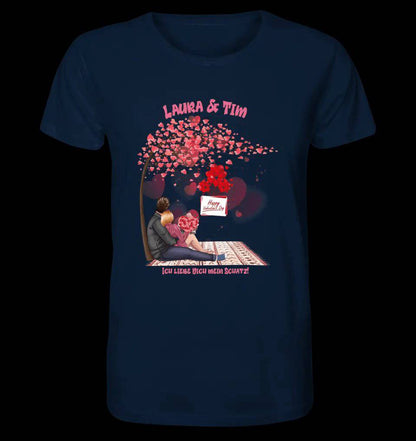 Paar Designer Valentinstag Picknick personalisierbar - Unisex Premium T-Shirt XS-5XL aus Bio-Baumwolle für Damen & Herren