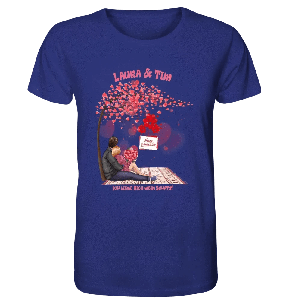 Paar Designer Valentinstag Picknick personalisierbar - Unisex Premium T-Shirt XS-5XL aus Bio-Baumwolle für Damen & Herren