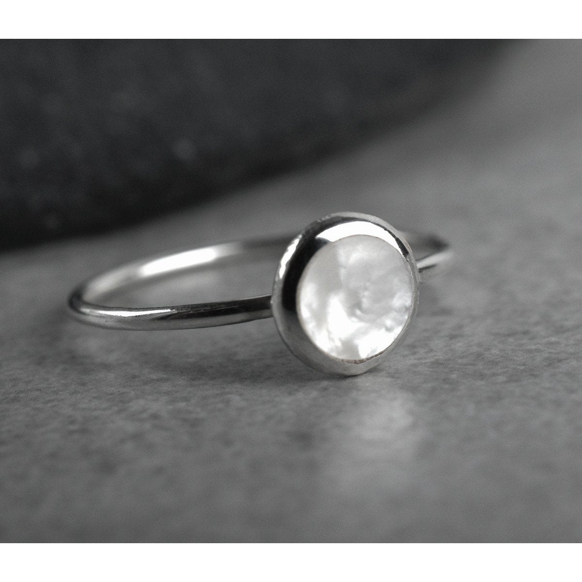 Perlmutt Ring - 925 Sterling Silber - Minimalist Schmuck - RG925-12