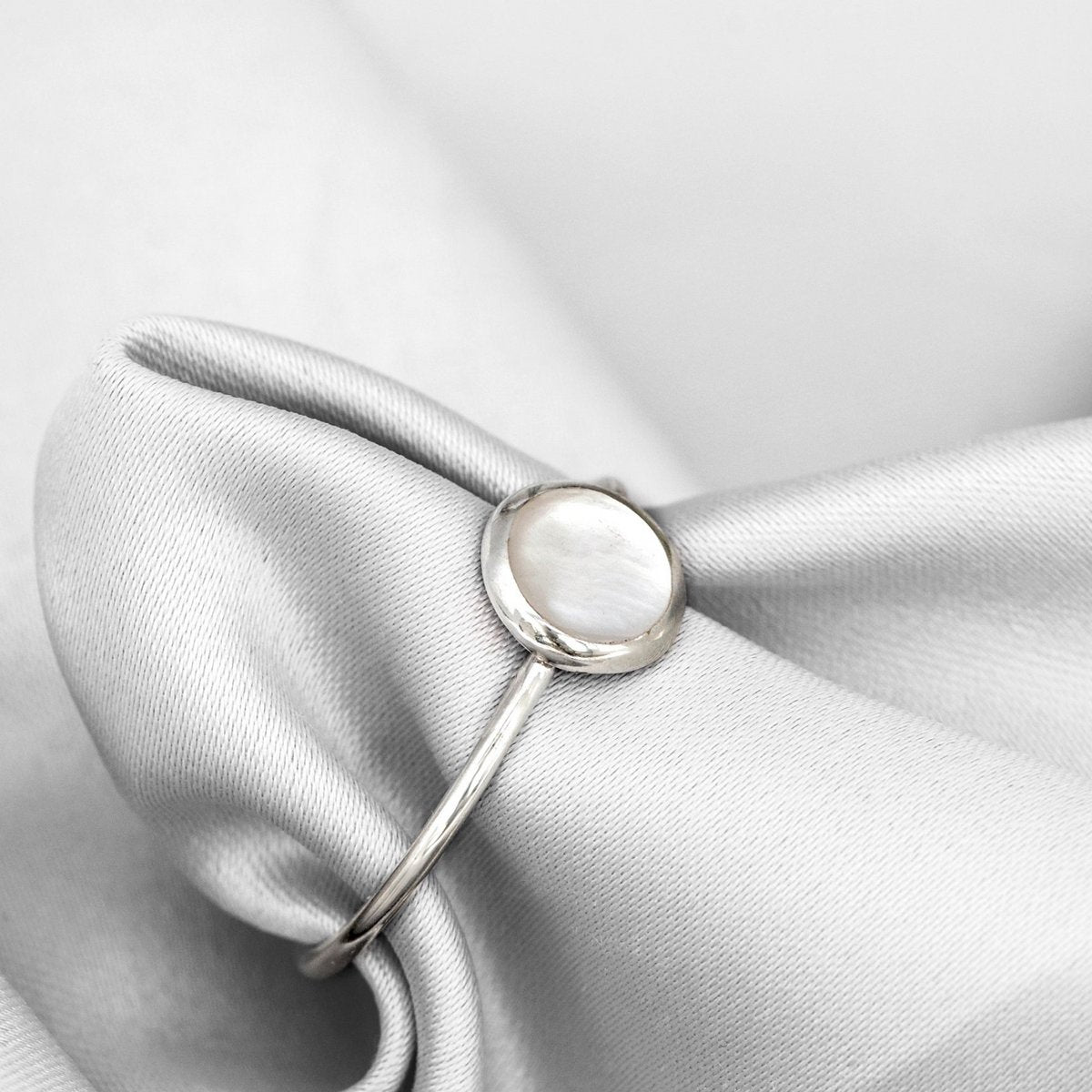 Perlmutt Ring - 925 Sterling Silber - Minimalist Schmuck - RG925-12