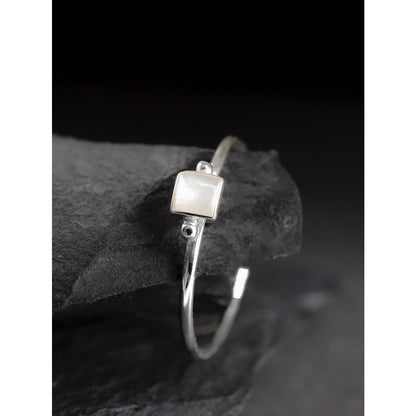 Perlmutt Ring - 925 Sterling Silber - Minimalist Schmuck - RG925-28