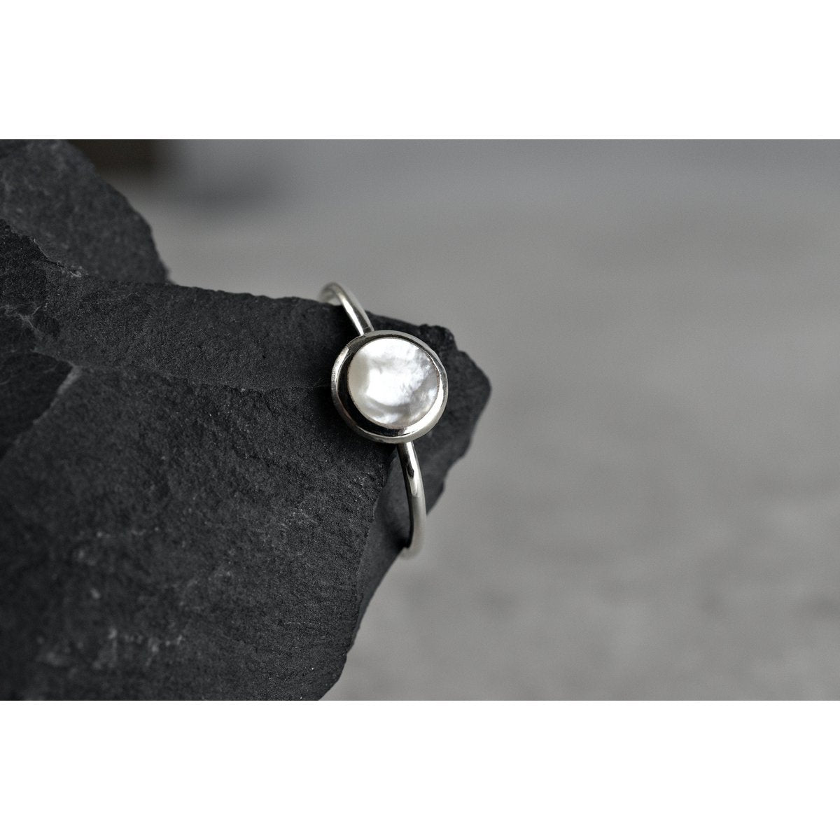 Perlmutt Ring - 925 Sterling Silber - Minimalist Schmuck - RG925-12