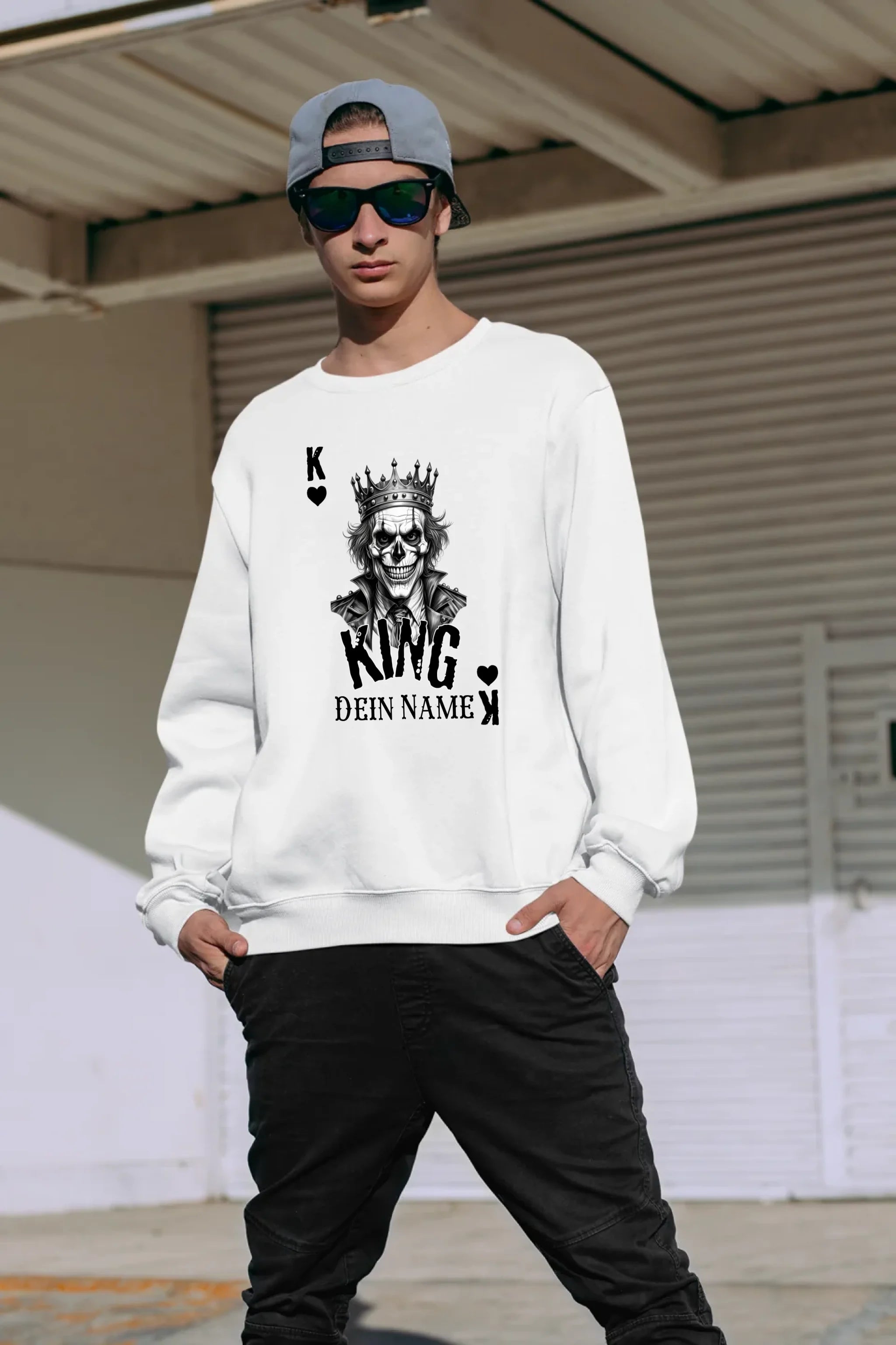 Poker King + dein Name • Unisex Sweatshirt Bio-Baumwolle in 4 Farben XS-3XL • personalisiert