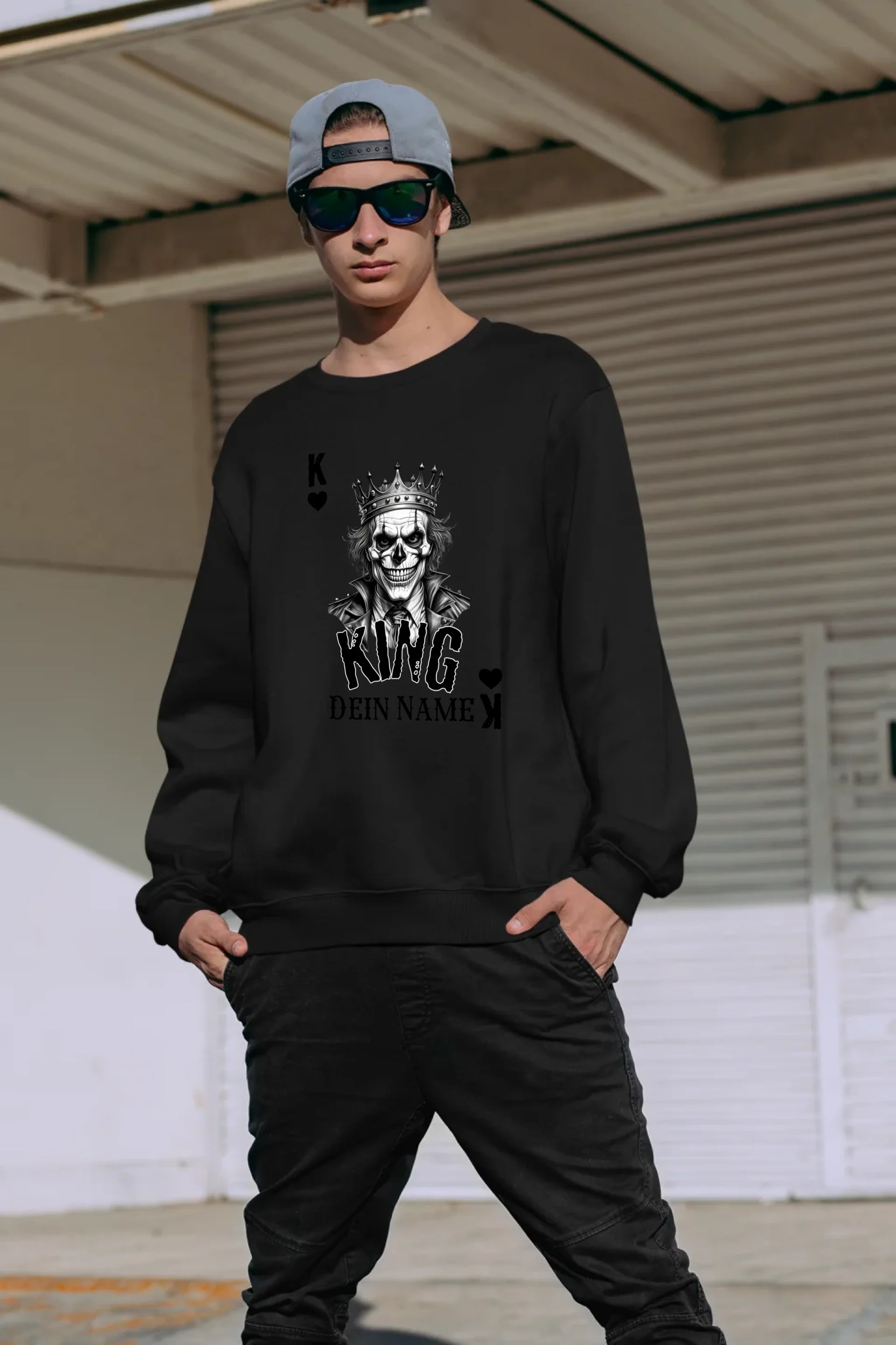 Poker King + dein Name • Unisex Sweatshirt Bio-Baumwolle in 4 Farben XS-3XL • personalisiert