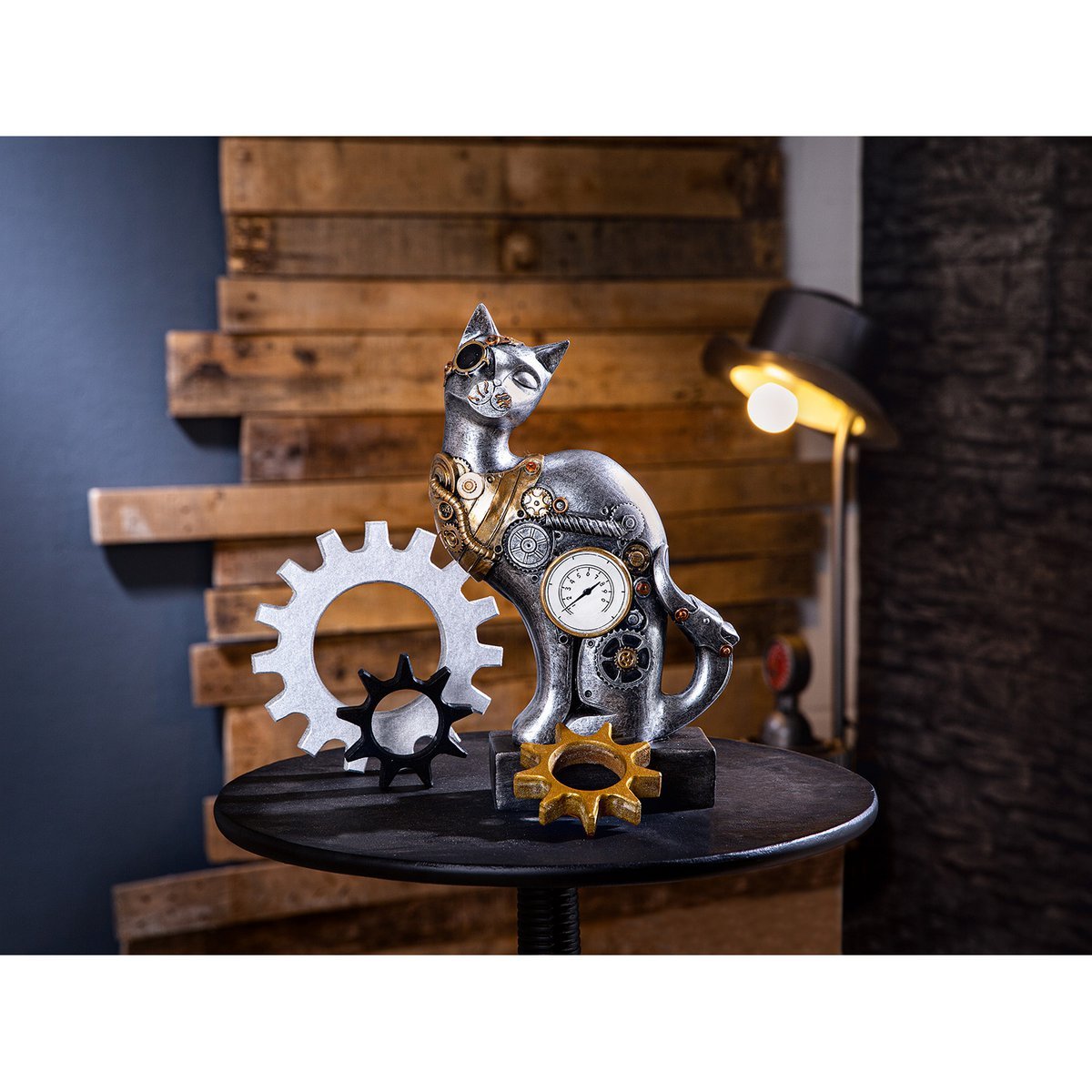 Poly Skulptur "Steampunk Cat" • Skulptur • Wohndeko