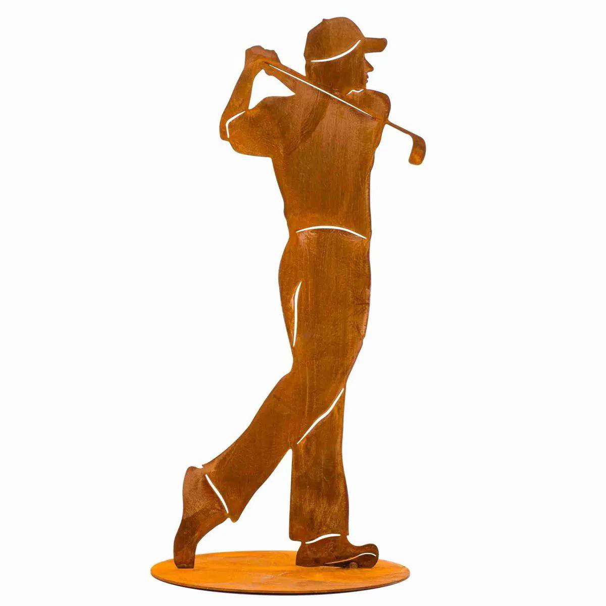 Rostige Golfspieler Deko Figur | Geschenk | Edelrost Golfer Skulptur