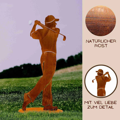 Rostige Golfspieler Deko Figur | Geschenk | Edelrost Golfer Skulptur