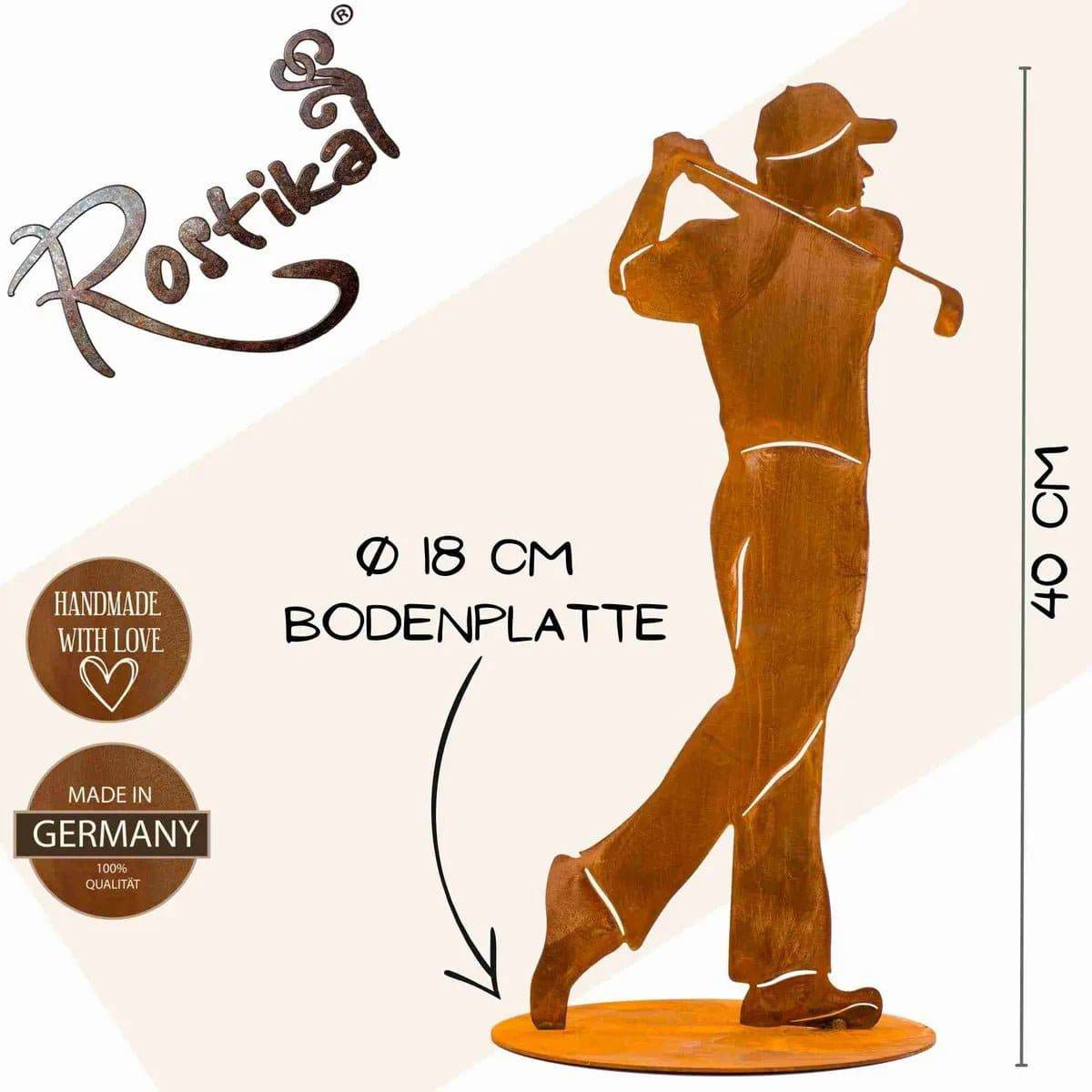 Rostige Golfspieler Deko Figur | Geschenk | Edelrost Golfer Skulptur