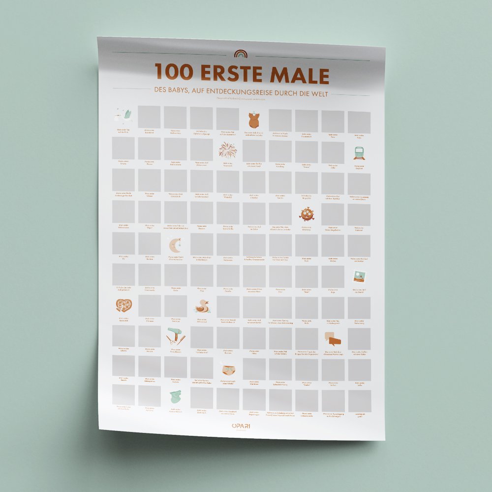 🇩🇪 Rubbelposter: Die 100 erste Erlebnisse deines Kindes