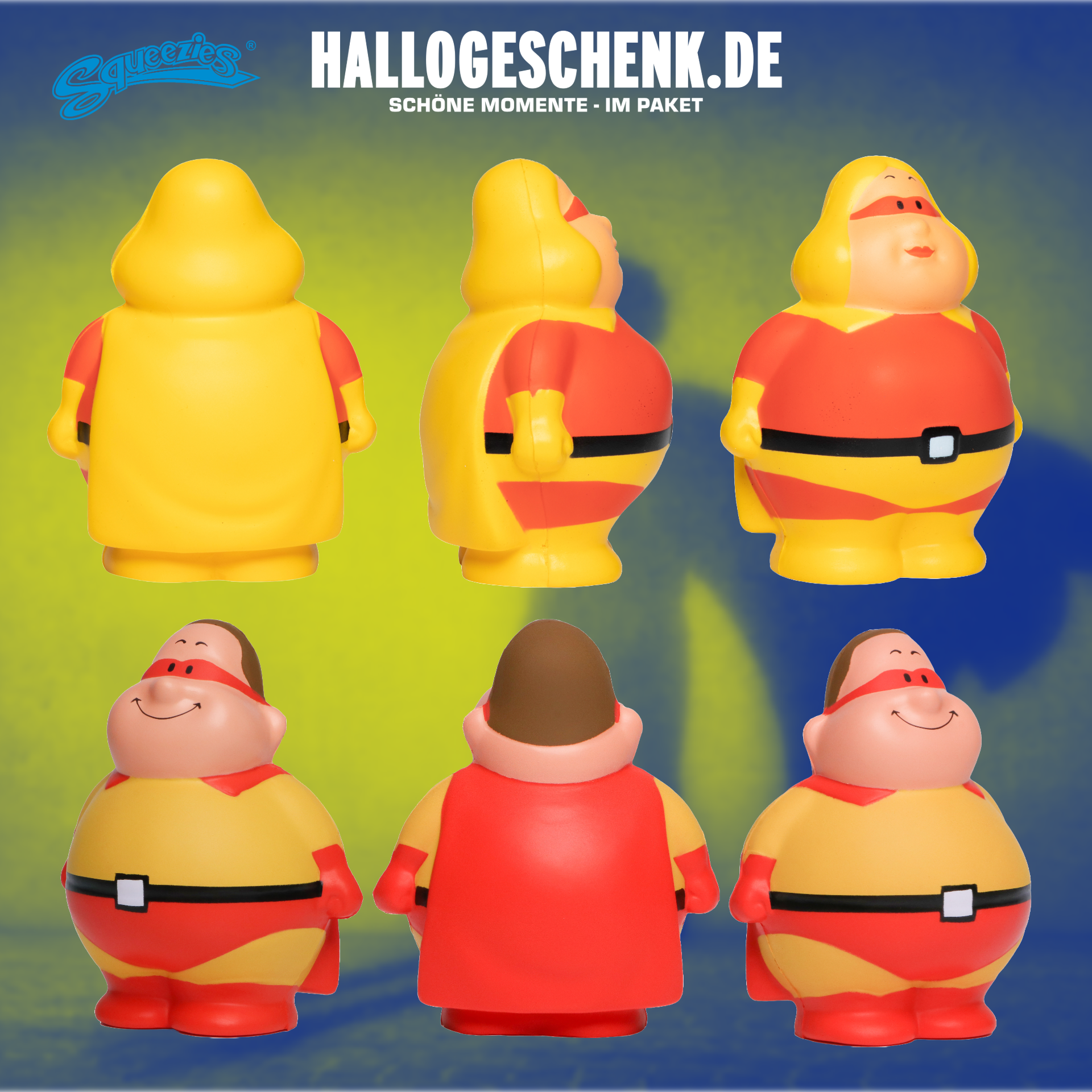 SUPER BERT & SUPER BERTA • Quetschfigur • Geschenkset Bundle • Anti-Stress-Figur