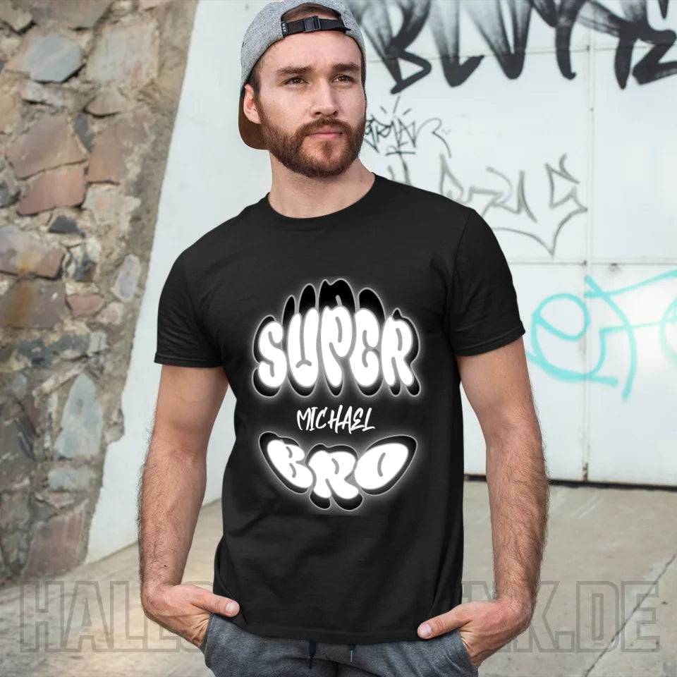 SUPER BRO + Name • personalisierter Text • Unisex Premium T-Shirt XS-5XL aus Bio-Baumwolle für Damen & Herren • Exklusivdesign • personalisiert