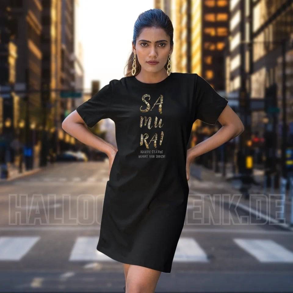 Samurai • 4 Versionen • Ladies Premium T-Shirt Kleid aus Bio-Baumwolle S-2XL • Exklusivdesign • personalisiert