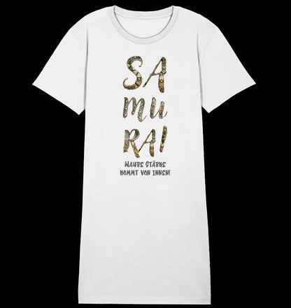 Samurai • 4 Versionen • Ladies Premium T-Shirt Kleid aus Bio-Baumwolle S-2XL • Exklusivdesign • personalisiert