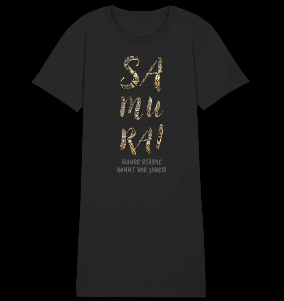 Samurai • 4 Versionen • Ladies Premium T-Shirt Kleid aus Bio-Baumwolle S-2XL • Exklusivdesign • personalisiert