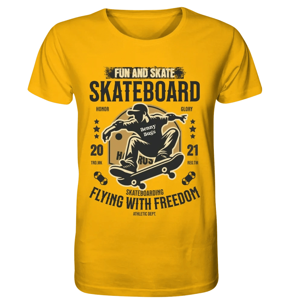 Skater mit Wunschname • Skateboard • Unisex Premium T-Shirt XS-5XL aus Bio-Baumwolle für Damen & Herren • Exklusivdesign • personalisiert