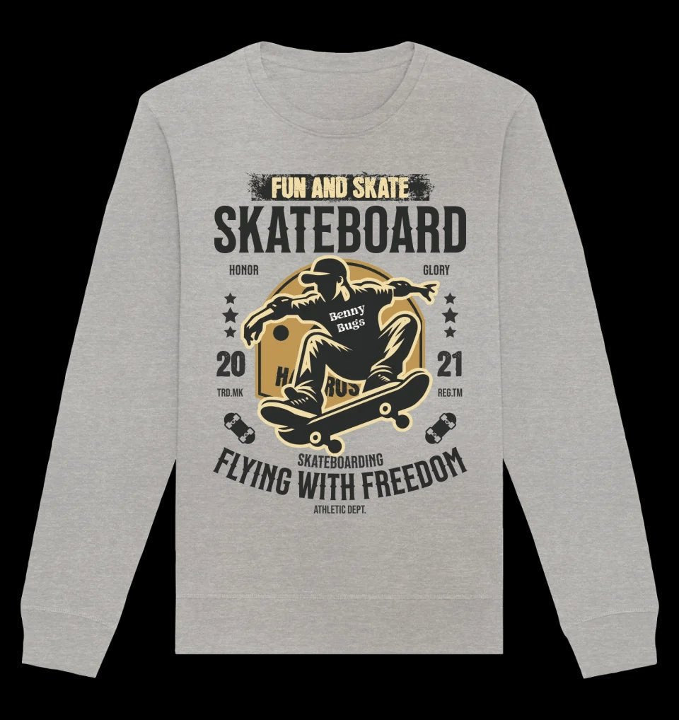 Skater mit Wunschname • Skateboard • Unisex Sweatshirt Bio-Baumwolle in 4 Farben XS-3XL • personalisiert