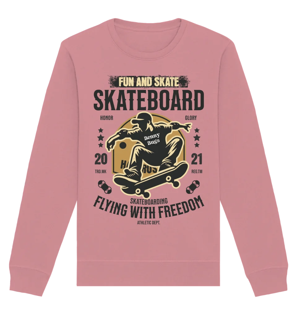 Skater mit Wunschname • Skateboard • Unisex Sweatshirt Bio-Baumwolle in 4 Farben XS-3XL • personalisiert