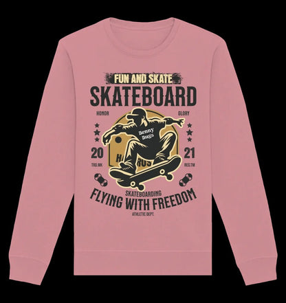 Skater mit Wunschname • Skateboard • Unisex Sweatshirt Bio-Baumwolle in 4 Farben XS-3XL • personalisiert