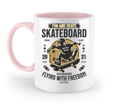 Skater mit Wunschname • Skateboard • zweifarbige Tasse spülmaschinengeeignet • Exklusivdesign • personalisiert