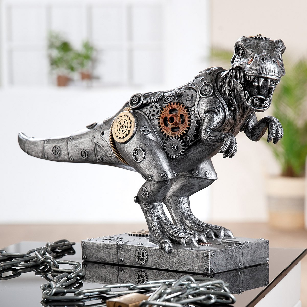 Skulptur Dino Steampunk T-Rex Dinosaur, H.25 cm • Skulptur • Wohndeko