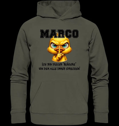 Smart Duck + WUNSCHNAME • Unisex Premium Hoodie XS-5XL aus Bio-Baumwolle für Damen & Herren • Exklusivdesign • personalisiert