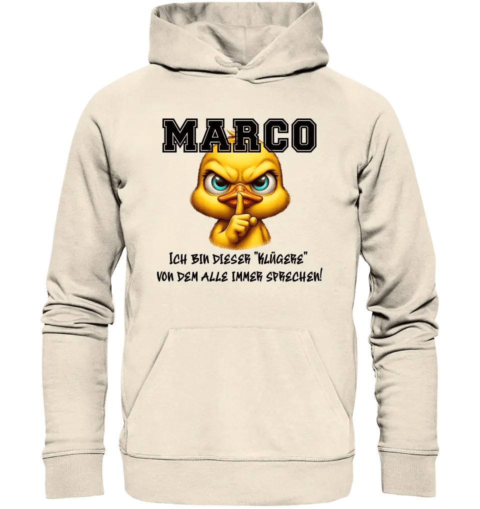 Smart Duck + WUNSCHNAME • Unisex Premium Hoodie XS-5XL aus Bio-Baumwolle für Damen & Herren • Exklusivdesign • personalisiert