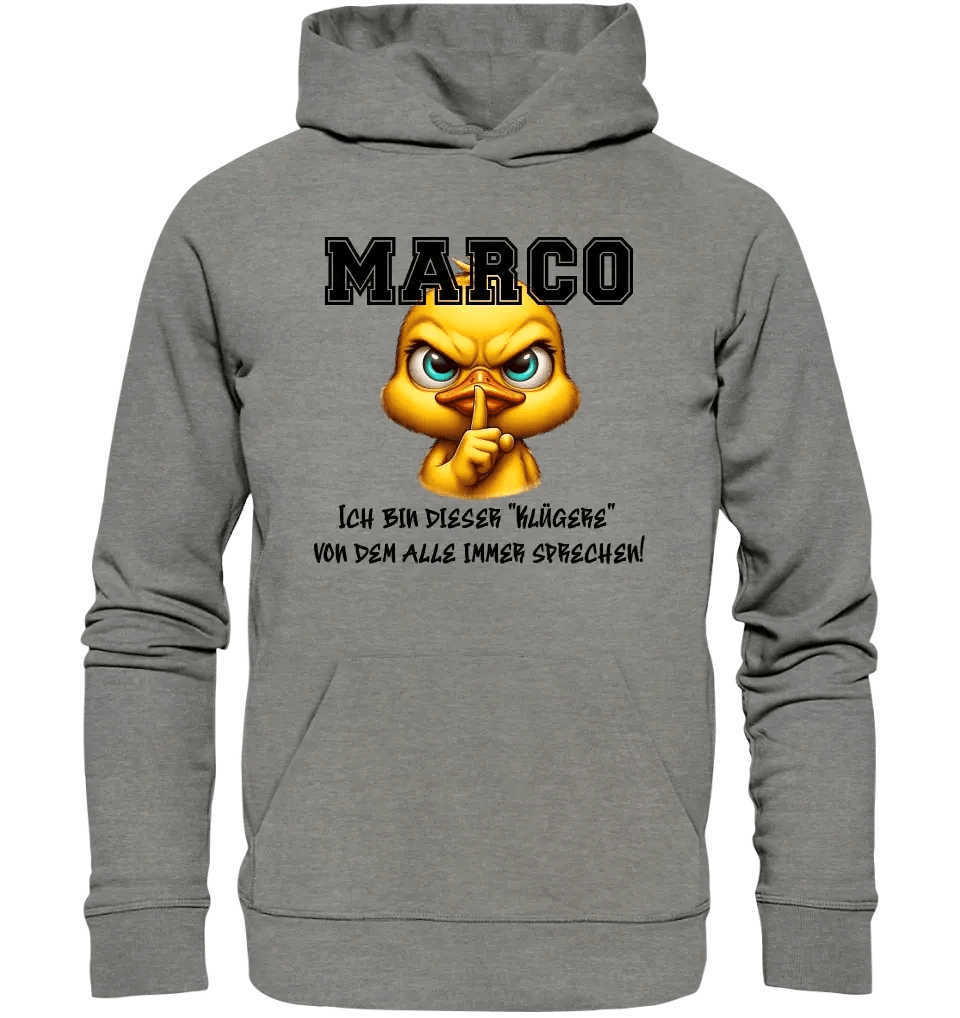 Smart Duck + WUNSCHNAME • Unisex Premium Hoodie XS-5XL aus Bio-Baumwolle für Damen & Herren • Exklusivdesign • personalisiert