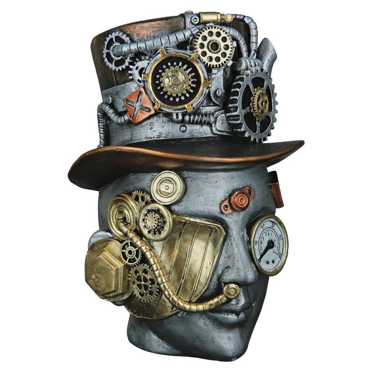 Steampunk • Futuristischer weiblicher Kopf • Skulptur • Wohndeko