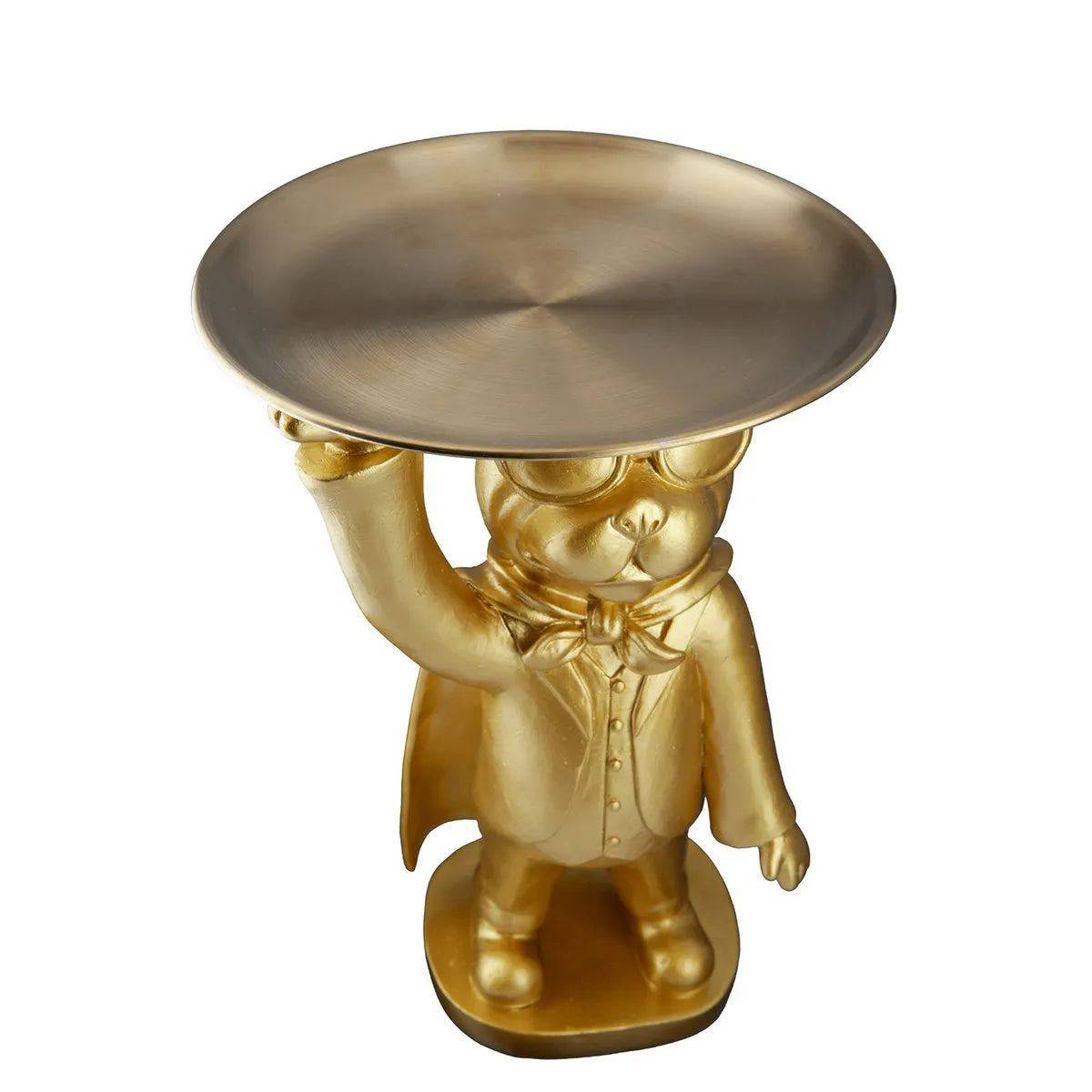 Superhelden Bulldogge • Butler mit Tablet • Gold • Skulptur • Wohndeko