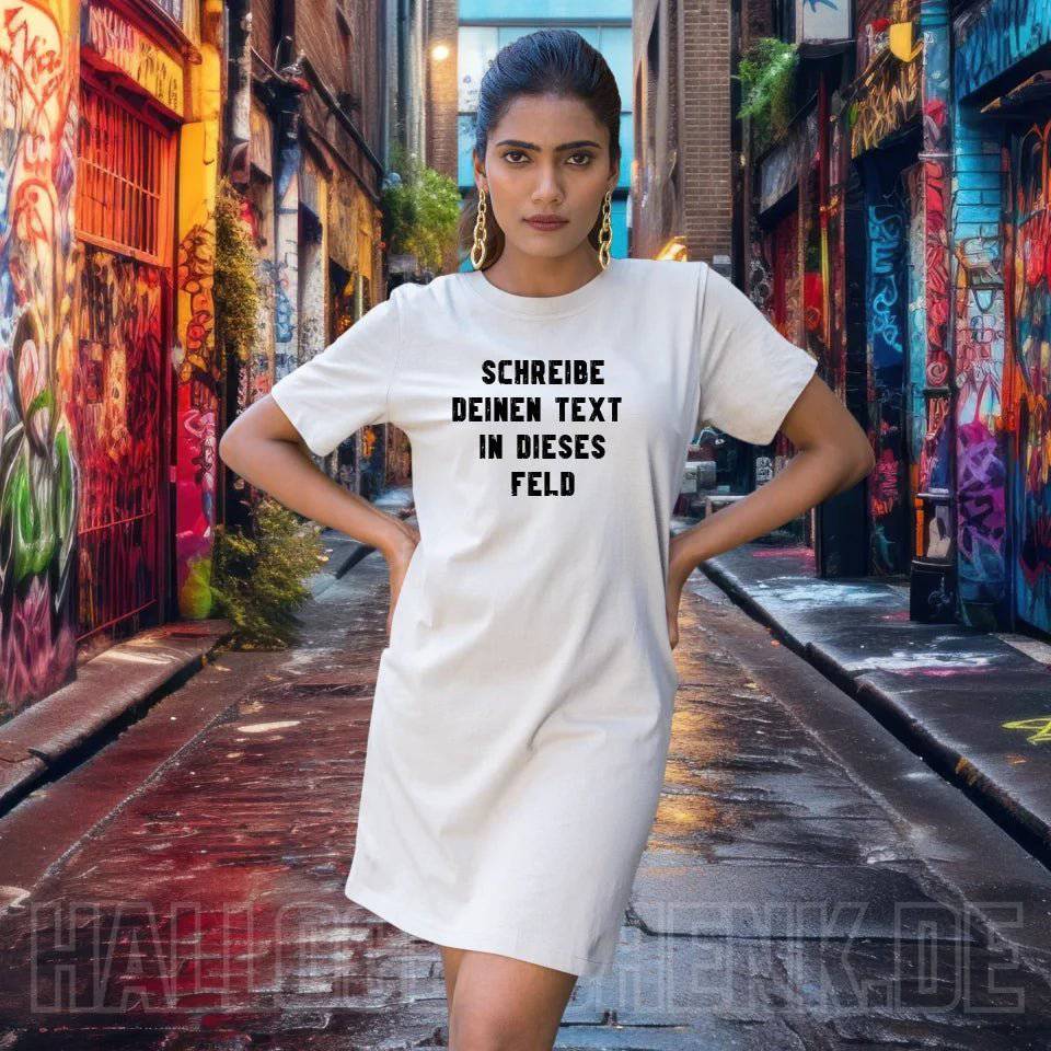 "TEXTBLOCK" Schreibe was du willst! • Ladies Premium T-Shirt Kleid aus Bio-Baumwolle S-2XL