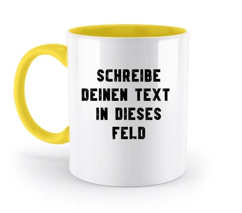 "TEXTBLOCK" Schreibe was du willst! - zweifarbige Tasse 330ml mit farbigem Henkel und farbigem Innendruck personalisiert