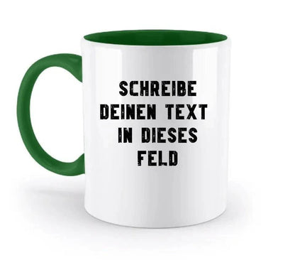 "TEXTBLOCK" Schreibe was du willst! - zweifarbige Tasse 330ml mit farbigem Henkel und farbigem Innendruck personalisiert