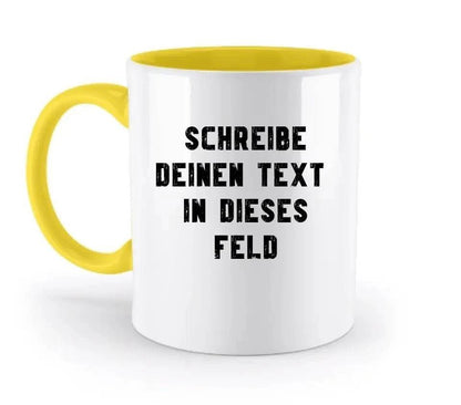 "TEXTBLOCK" Schreibe was du willst! - zweifarbige Tasse 330ml mit farbigem Henkel und farbigem Innendruck personalisiert