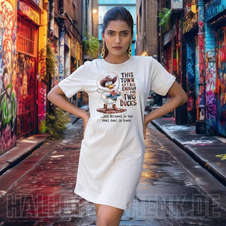 THIS TOWN 2 • DUCK • ENTE • Ladies Premium T-Shirt Kleid aus Bio-Baumwolle S-2XL • Exklusivdesign • personalisiert