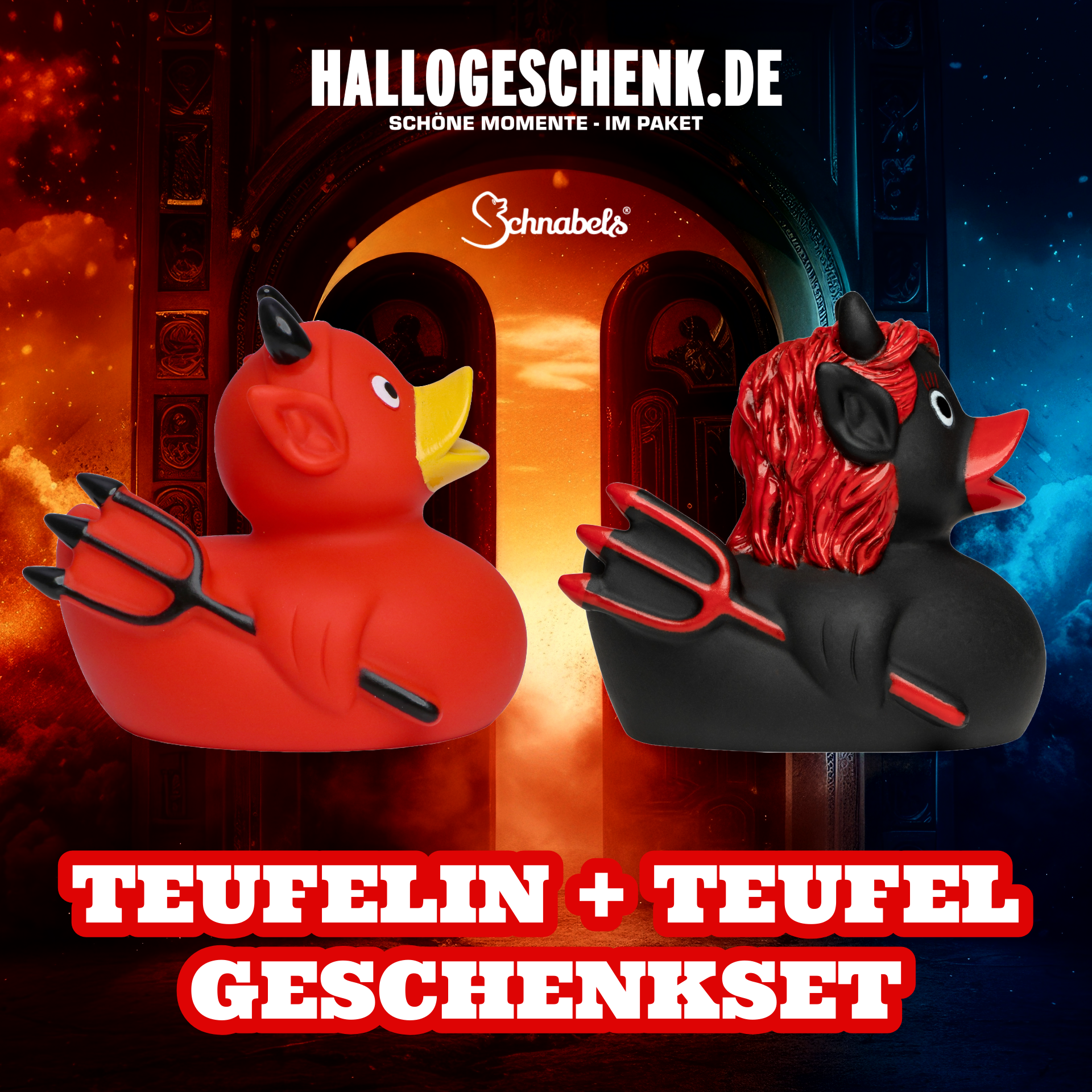 Teufelin + Teufel oder Engel • Badeente • Geschenkset